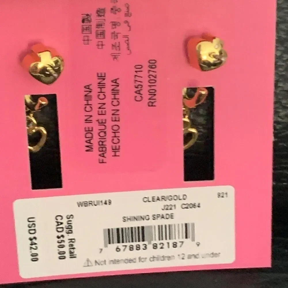 NWT Kate spade Huggies heart earrings Q